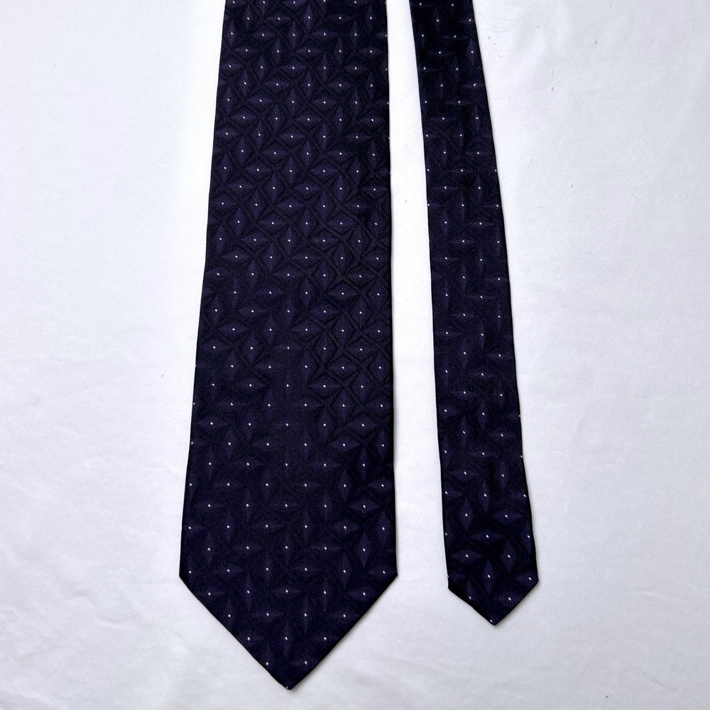 Bachrach Mens Italian Silk Geometric Diamond Dot Formal Necktie OS Purple Formal